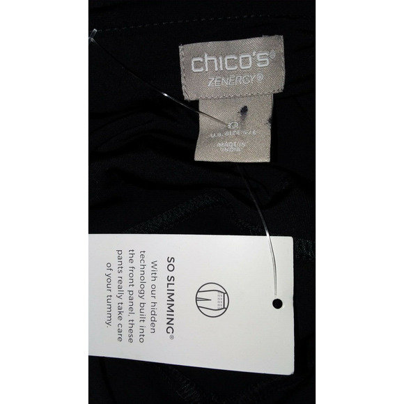 New CHICO'S Zenergy Pants Size S 4/6 (0) Black So Slimming Ruched Crop Leggings - Picture 3 of 3